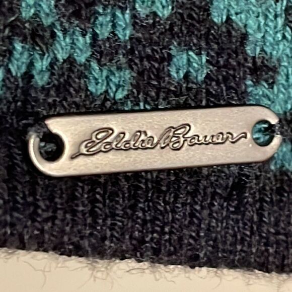 Eddie Bauer half zip sweater geometric detail stripes,  ribbed collar & trim M - Picture 6 of 11